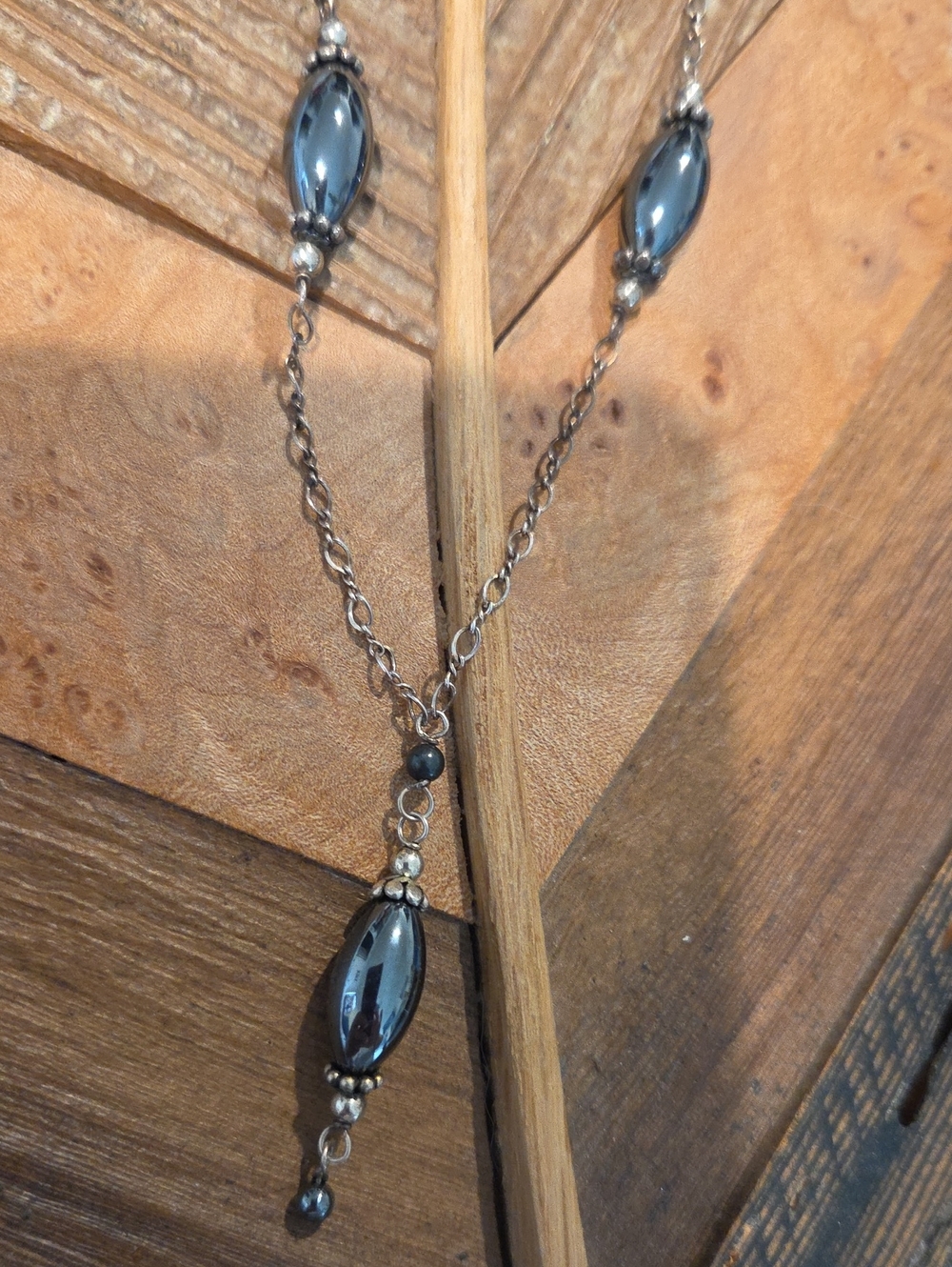 Hematite Bead Sterling Y-Necklace - Women Jewelry